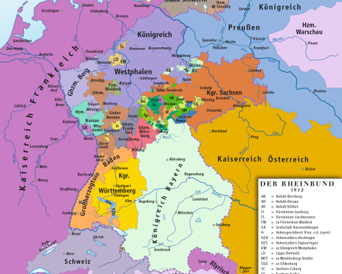 Karte Rheinbund, 1812